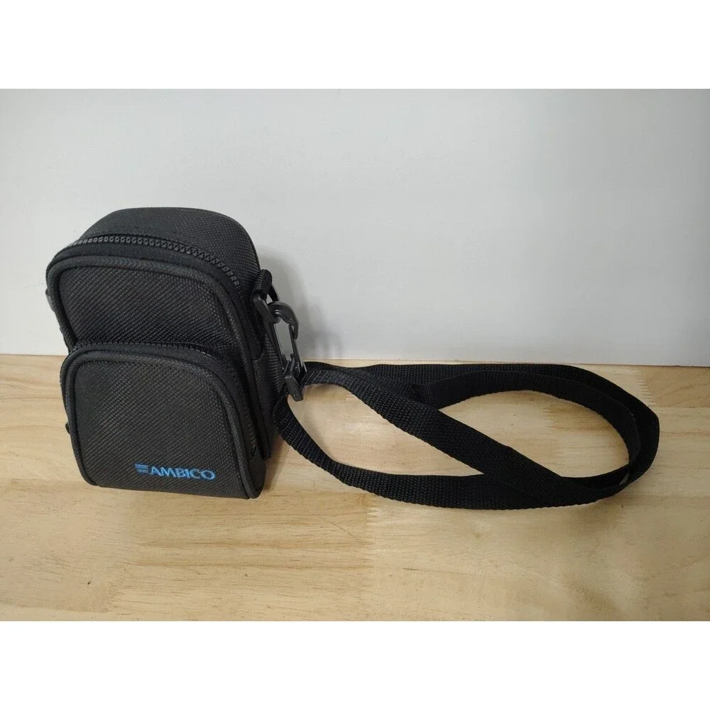 Vintage Canvas Ambico Camera Bag Case Black Shoulder Strap Belt Strap 2 Compartm